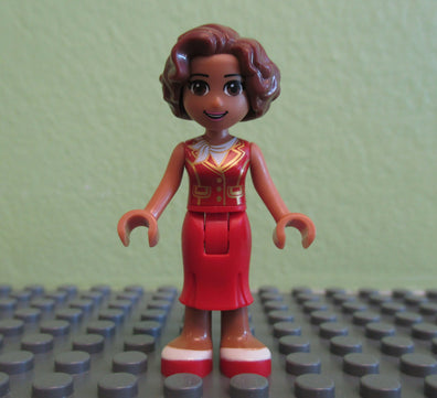 LEGO Minifigure-Susan, Red Long Skirt, Dark Red Vest-Friends-FRND117-Creative Brick Builders